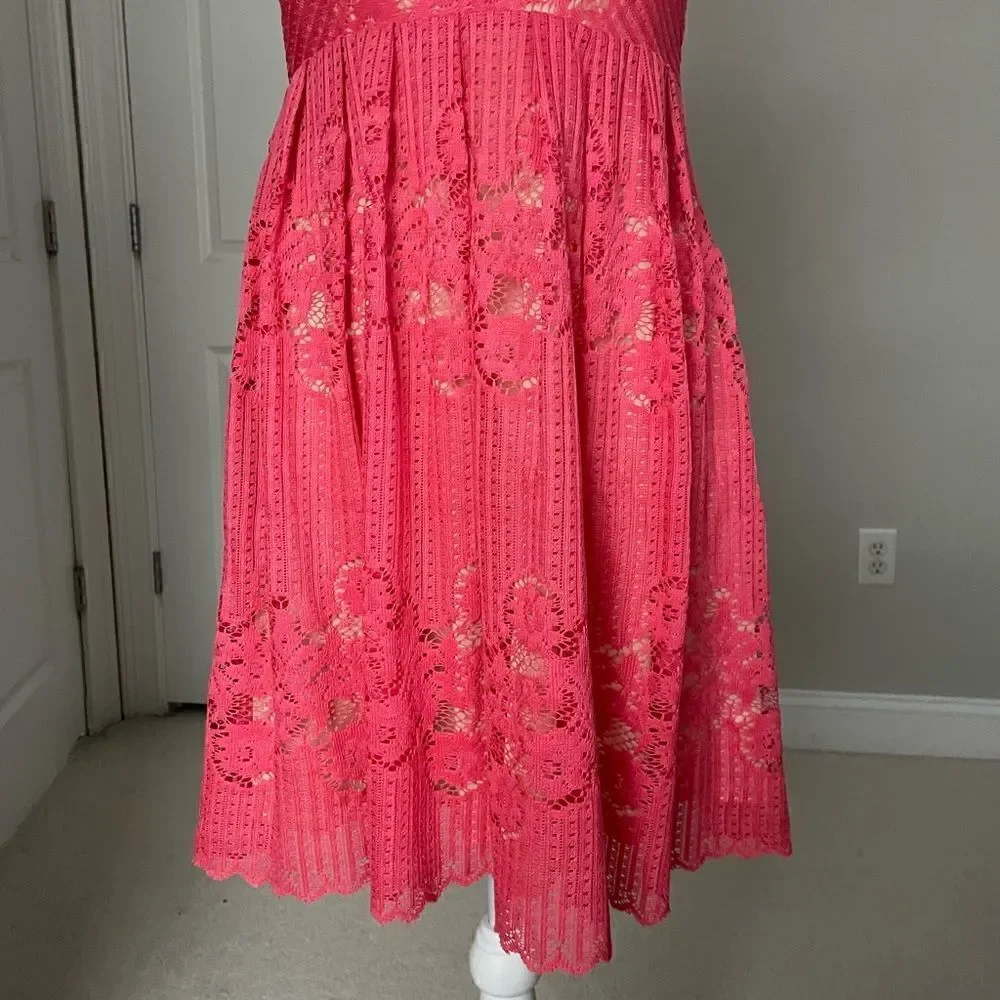 NWOT Free People Rocco Coral Pink Lace Babydoll Dress